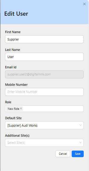 Edit User dialog with form fields