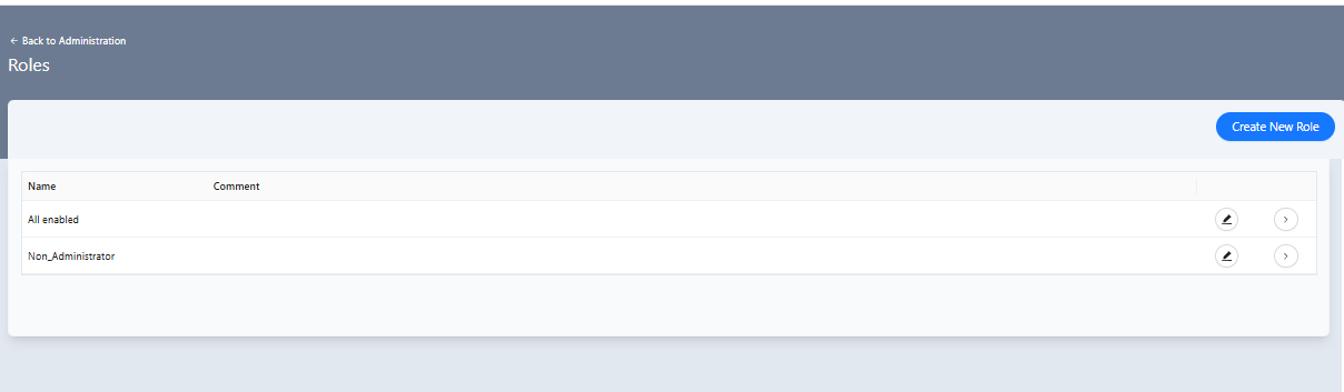 Roles page showing existing roles list