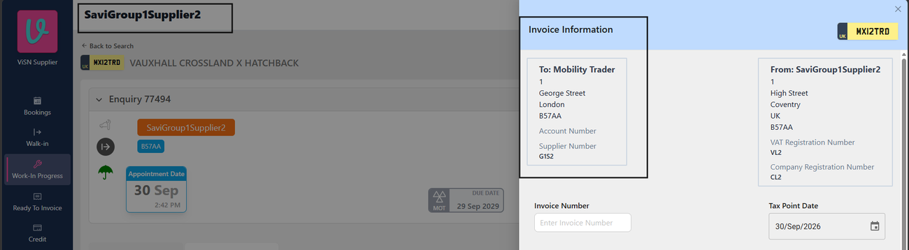 Figure 5. Invoice Information To block shows the Sub-Customer name and customer address