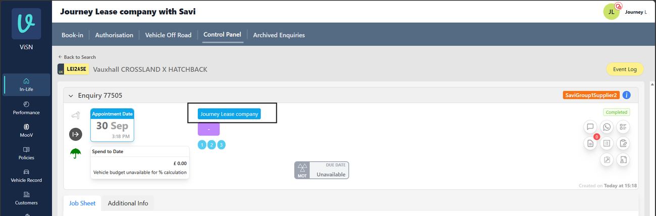 Figure 17. Control Panel enquiry shows the Direct Paybill Name