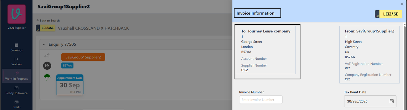 Figure 19. Invoice Information To block shows the Direct Paybill Name and customer address