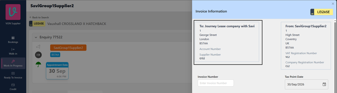 Figure 24. Invoice Information To block shows the Regular Customer Name and customer address