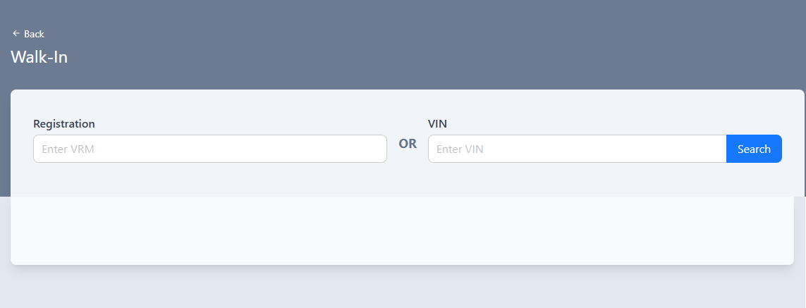 Walk‑In page — search form