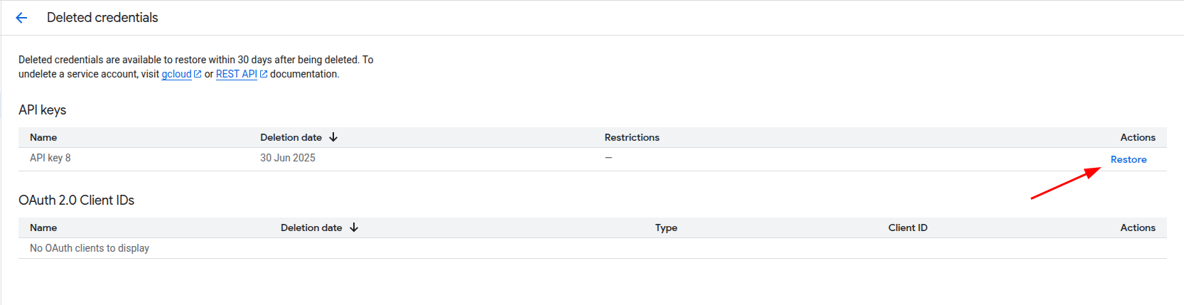 Restore Button