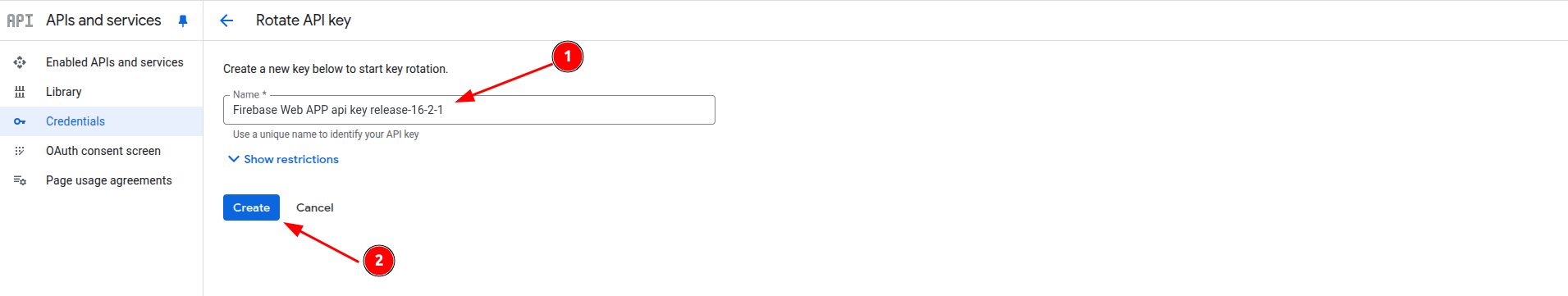 Rotate API Key Page