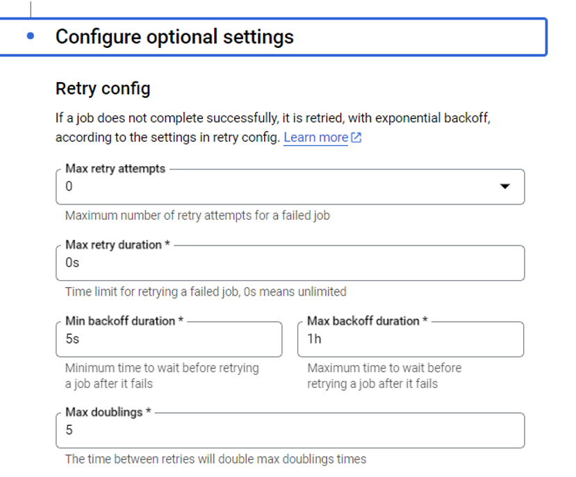 Optional Scheduler Settings